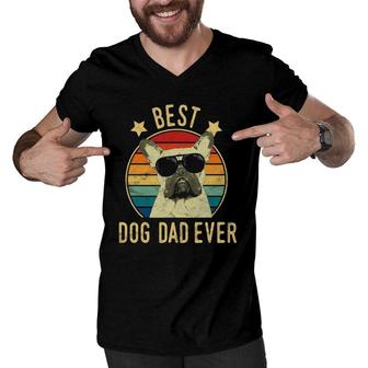 Best Dog Dad Ever French Bulldogs Fathers Day Gift Men V-Neck Tshirt - Seseable