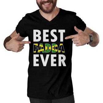 Best Fadda Ever Funny Jamaican Dad Fathers Day Gift Men V-Neck Tshirt - Seseable