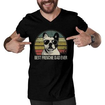 Best Frenchie Dad Ever French Bulldog Dad Fathers Day Men V-Neck Tshirt - Seseable