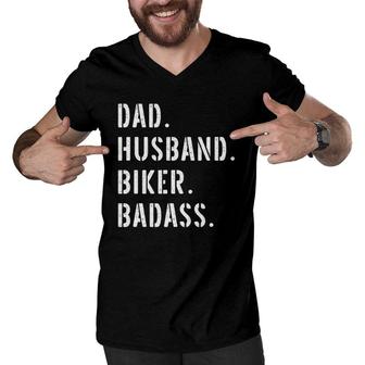 Biker Motorcycle Dad Gifts From Daughter Son Wife Men V-Neck Tshirt - Seseable