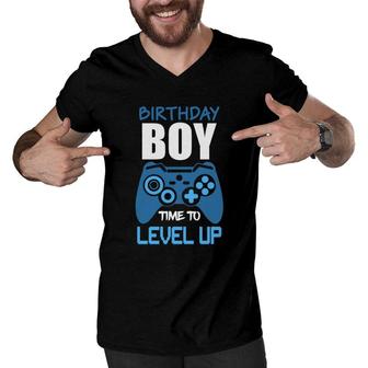 Birthday Boy Matching Video Gamer Time To Level Up Good Men V-Neck Tshirt - Seseable