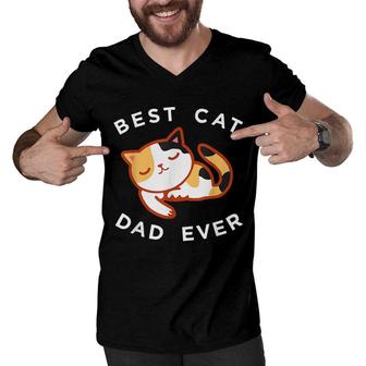 Calico Cat Dad Best Kitty Father Ever Gift Men V-Neck Tshirt - Seseable