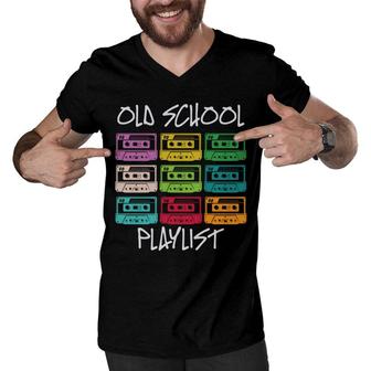 Cassette Tape 80S Old School Playlist Music 80S 90S Style Men V-Neck Tshirt - Seseable