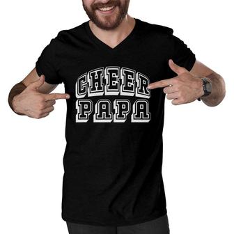Cheer Papa Proud Cheerleader Funny Dad Fathers Day Men V-Neck Tshirt - Seseable