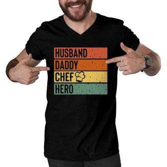 Chef Cook Dad Husband Daddy Hero Fathers Day Gift Tee Men V-Neck Tshirt - Seseable