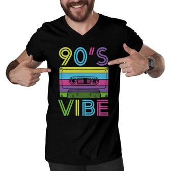 Colorful 90S Vibe Mixtape Music The 80S 90S Styles Men V-Neck Tshirt - Seseable