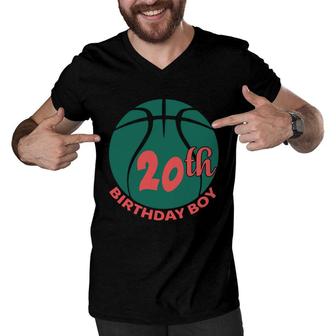 Congratuations 20Th Birthday Boy With A Gift A Ball Since 2002 Men V-Neck Tshirt - Seseable