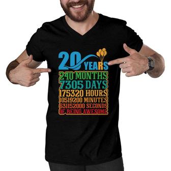 Congratuations 20Th Birthday Gifts Of Being Awesome Since 2002 Men V-Neck Tshirt - Seseable