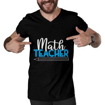 Cool Blue White Pencil Design Math Teacher Gifts Men V-Neck Tshirt - Seseable