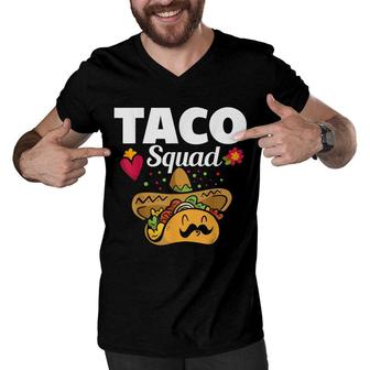 Cute Taco Squad Funny Mexican Food Lover Men V-Neck Tshirt - Seseable