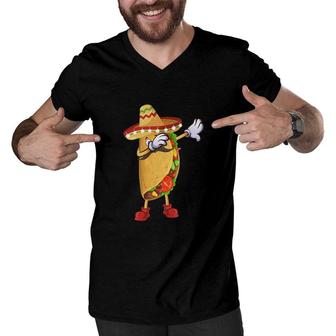 Dabbing Mexican Cinco De Mayo Tacos Great Food Men V-Neck Tshirt - Seseable