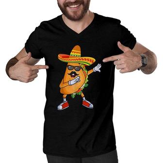 Dabbing Taco Funny Cinco De Mayo Mexican Party Men V-Neck Tshirt - Seseable