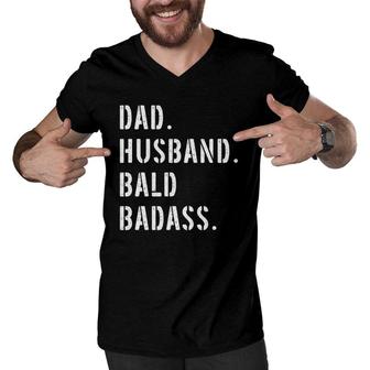 Dad Bald Guy Gifts From Daughter Son Wife Men V-Neck Tshirt - Seseable