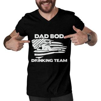 Dad Bod Drinking Team Funny Fathers Day America Men V-Neck Tshirt - Seseable