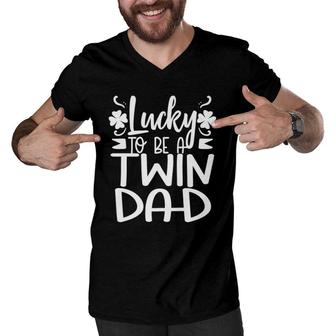 Dad Of Twins Saint Patricks Day 2021 Lucky Fathers Day Men V-Neck Tshirt - Seseable