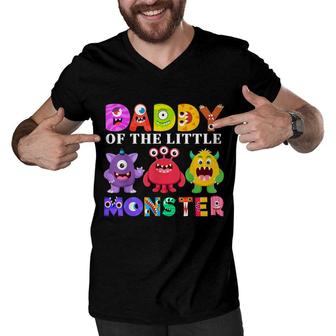 Daddy Of The Little Monster Birthday Party Family Monster Men V-Neck Tshirt - Seseable