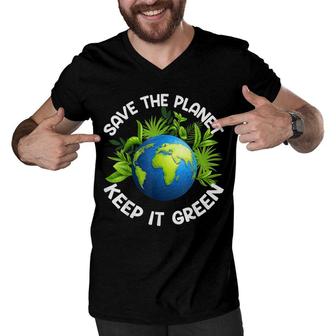 Earth Day Save The Planet Keep It Green Happy Mother Earth Men V-Neck Tshirt - Seseable