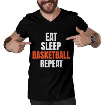 Eat Sleep Basketball Repeat Basketball Player Basketball Men V-Neck Tshirt - Seseable