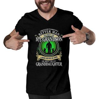 Family Vintage My Grandson New Trend 2022 Men V-Neck Tshirt - Seseable