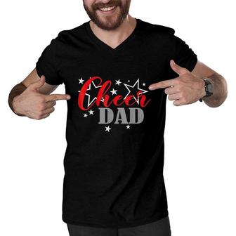 Fathers Day Cheerleader Proud Cheer Dad Supporter Men V-Neck Tshirt - Seseable