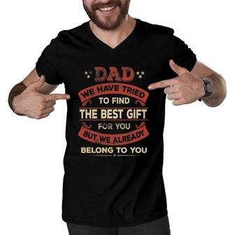 Fathers Day For Dad From Daughter Son Wife Kids Daddy Men V-Neck Tshirt - Seseable