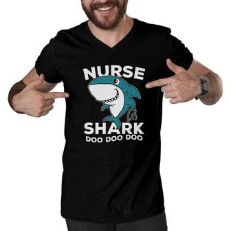 Fathers Day Nurse Shark Scrubs Dad Men Hospital Men V-Neck Tshirt - Monsterry UK