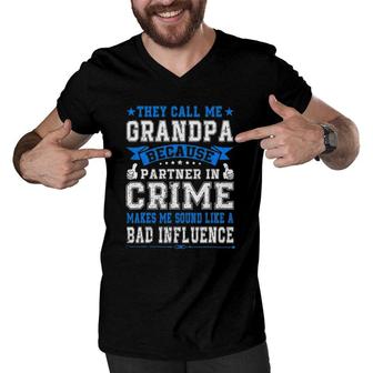 Fathers Day They Call Me Grandpa Because Partner In Crime Men V-Neck Tshirt - Seseable