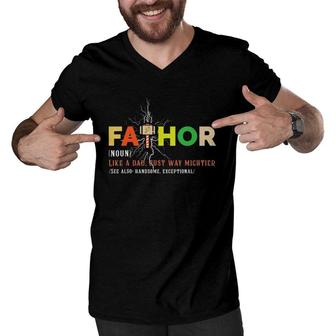 Fathor Funny Fathers Day Dad Gift Fat Hor Men V-Neck Tshirt - Seseable