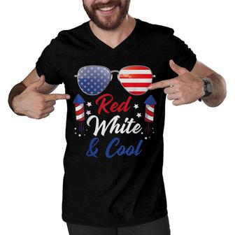 Fourth Of July 4Th July Kids Red White And Blue Patriotic Men V-Neck Tshirt - Seseable