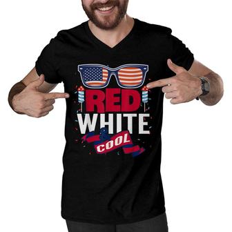 Fourth Of July 4Th July Red White And Blue Patriotic Men V-Neck Tshirt - Seseable