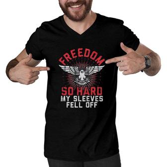 Freedom So Hard My Sleeves Fell Off Cool Men V-Neck Tshirt - Seseable