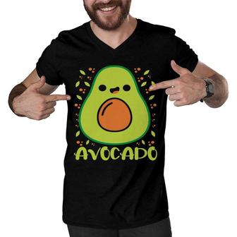 Funny Avocado Happy Avocado Green Color Men V-Neck Tshirt - Seseable