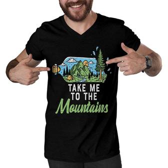 Funny Camping Take Me To Mountains Free Life New Men V-Neck Tshirt - Seseable