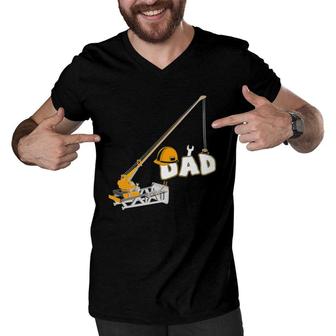 Funny Construction Worker Dad Birthday Crew Party Tee Men V-Neck Tshirt | Mazezy