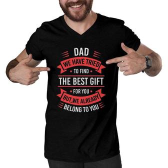 Funny Fathers Day Dad From Daughter Son Wife For Daddy Men V-Neck Tshirt - Seseable