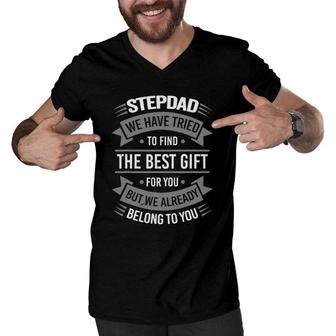 Funny Fathers Day Stepdad From Daughter Son Wife Men V-Neck Tshirt - Seseable