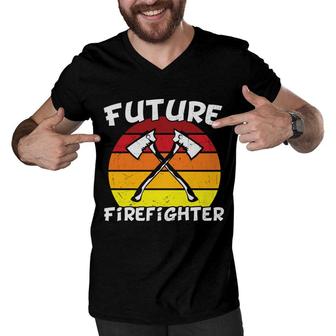 Future Firefighter Vintage Circle Retro Color Men V-Neck Tshirt - Seseable