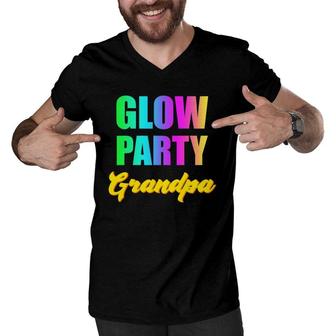 Glow Party Grandpa Retro 80S Birthday Party Group Men V-Neck Tshirt - Seseable