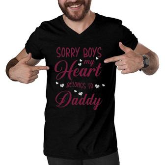 Graphic 365 Sorry Boys My Heart Belongs To Daddy Funny Love Men V-Neck Tshirt | Mazezy