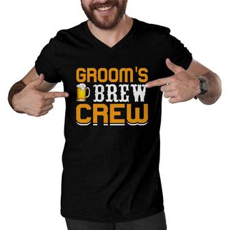 Groom Bachelor Party Grooms Brew Crew Men V-Neck Tshirt - Seseable