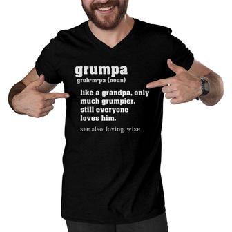 Grumpa Definition - Grandpa Fathers Day Gift Grand Father Men V-Neck Tshirt - Seseable
