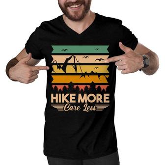 Hike More Care Less Explore Travel Lover Men V-Neck Tshirt - Seseable