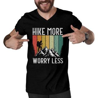 Hiking Hike More Worry Less Explore Travel Lover Men V-Neck Tshirt - Seseable
