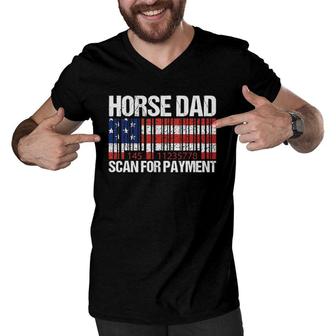 Horse Dad Scan For Payment Fathers Day Men V-Neck Tshirt - Seseable