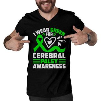 I Wear Green For Fight Cerebral Palsy Awareness Men V-Neck Tshirt - Seseable