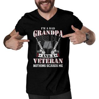 Im A Dad Grandpa And A Veteran Funny Gift Idea For Grandpa Men V-Neck Tshirt - Seseable