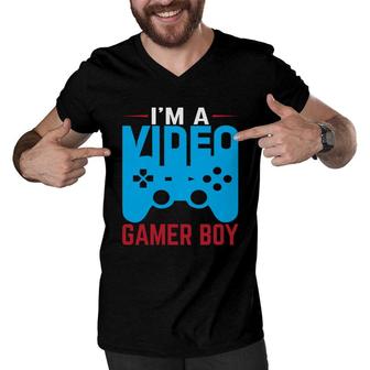 Im A Video Gamer Boy Birthday Boy Matching Video Gamer Men V-Neck Tshirt - Seseable