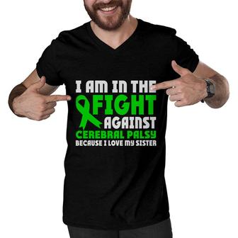 In The Fight Against Fight Cerebral Palsy Awareness Men V-Neck Tshirt - Seseable
