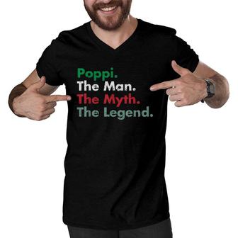 Italian Poppi Man Myth Legend Father Dad Uncle Gift Idea Men V-Neck Tshirt - Seseable