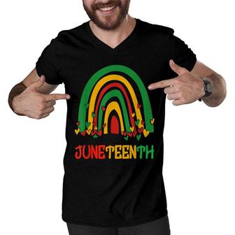 Juneteenth Rainbow Free-Ish Since 1865 African American Kids Men V-Neck Tshirt - Seseable
